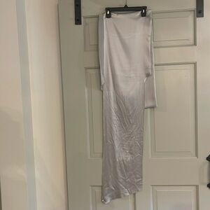 BCBG MaxAzria Scarf Wrap Skirt/Top, Silver Satin